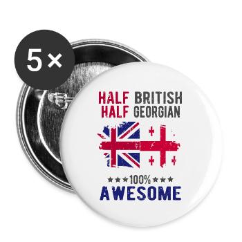 Halb Brite Halb Georgier - Buttons groß 56 mm (5er Pack) - Weiß - Vorne