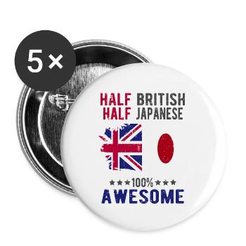 Half British Half Japanese - Buttons large 2.2''/56 mm (5-pack) - white - Front