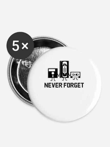 Nie vergessen - Buttons groß 56 mm (5er Pack) - Weiß
