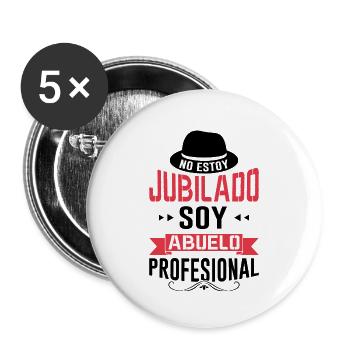 Papi Retraité Je Suis Un Grand-père Professionnel - Lot de 5 grands badges (56 mm) - blanc - Devant