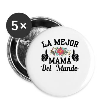 Certifiée Meilleure Maman du Monde - Lot de 5 grands badges (56 mm) - blanc - Devant