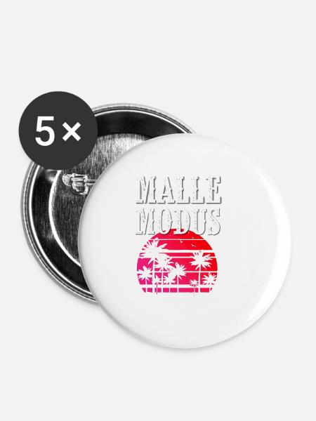 Malle Modus - Buttons groß 56 mm (5er Pack) - Weiß
