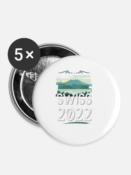 Swiss 2022 - Buttons groß 56 mm (5er Pack) - Weiß