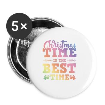 Christmas Time - Buttons large 2.2''/56 mm (5-pack) - white - Front