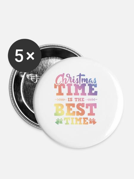 Christmas Time - Buttons groß 56 mm (5er Pack) - Weiß
