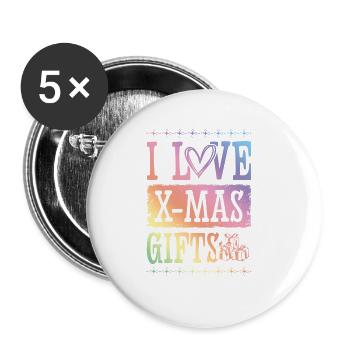 I Love X-mas Gifts - Buttons groß 56 mm (5er Pack) - Weiß - Vorne
