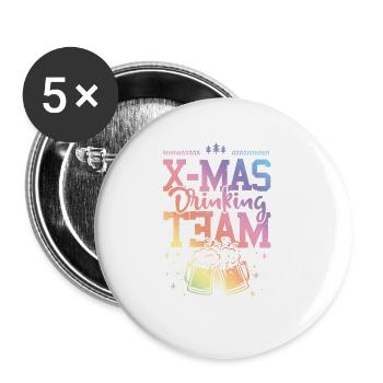 X-mas Drinking Team - Buttons groß 56 mm (5er Pack) - Weiß - Vorne