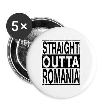 Romania Straight outta Romania - Buttons large 2.2''/56 mm (5-pack) - white - Front