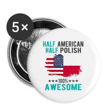 Half American Half Singaporean - Buttons large 2.2''/56 mm (5-pack) - white - Front