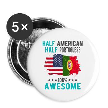 Moitié américain moitié portugais - Lot de 5 grands badges (56 mm) - blanc - Devant