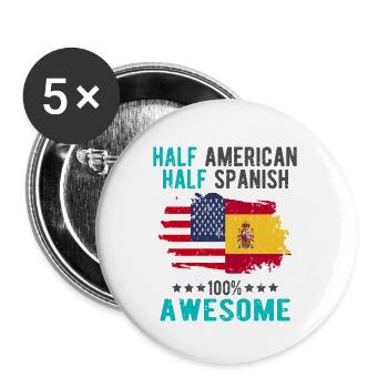 Moitié américain moitié espagnol - Lot de 5 grands badges (56 mm) - blanc - Devant