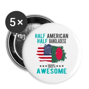 Half American Half Bangladeshi - Buttons large 2.2''/56 mm (5-pack) - white - Front
