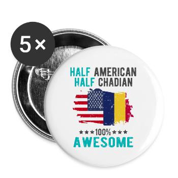 Half American, half Chader - Buttons large 2.2''/56 mm (5-pack) - white - Front