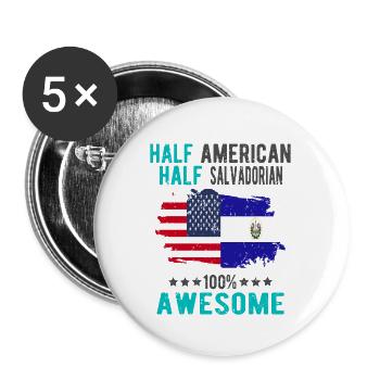 Mi-Américain, mi-Salvadorien - Lot de 5 grands badges (56 mm) - blanc - Devant