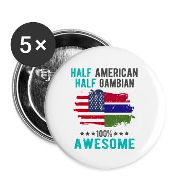 Mi-Américain, mi-Gambien - Lot de 5 grands badges (56 mm) - blanc - Devant