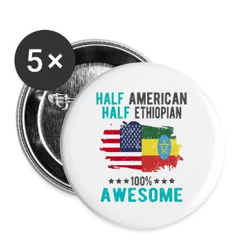 Mi-Américain, mi-Ethiopien - Lot de 5 grands badges (56 mm) - blanc - Devant