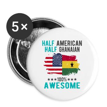 Halb Amerikaner Halb Ghanese - Buttons groß 56 mm (5er Pack) - Weiß - Vorne
