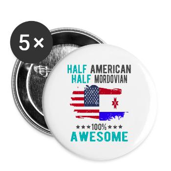 Half American Half Mordvins - Buttons large 2.2''/56 mm (5-pack) - white - Front