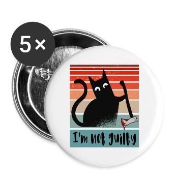 I'm not guilty, Innocent Cat with bloody axe - Buttons large 2.2''/56 mm (5-pack) - white - Front