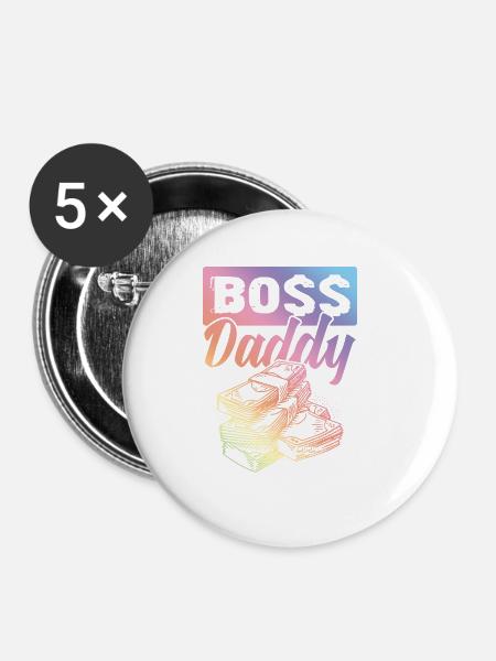 Boss Daddy - Buttons groß 56 mm (5er Pack) - Weiß