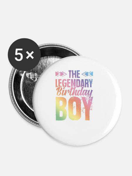 Legendary Birthday Boy - Buttons groß 56 mm (5er Pack) - Weiß