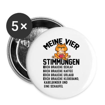 Meine Vier Stimmungen - Buttons groß 56 mm (5er Pack) - Weiß - Vorne