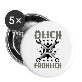 Ölich Aber Fröhlich - Buttons groß 56 mm (5er Pack) - Weiß - Vorne
