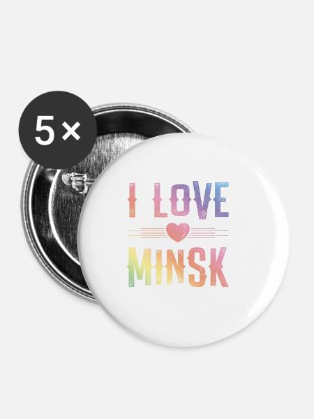I Love Minsk - Buttons groß 56 mm (5er Pack) - Weiß