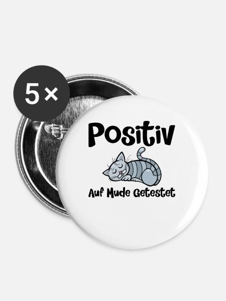 Positiv Auf Müde Getestet - Buttons groß 56 mm (5er Pack) - Weiß