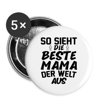 So Sieht Die Beste Mama Der Welt Aus - Buttons groß 56 mm (5er Pack) - Weiß - Vorne