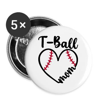 Maman Joueuse De T-Ball Fan De Baseball - Lot de 5 grands badges (56 mm) - blanc - Devant