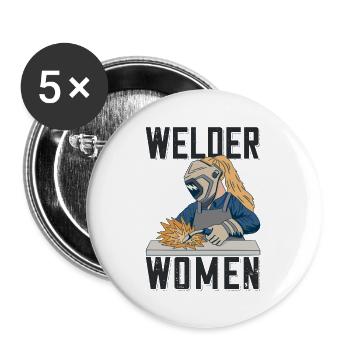 Tenue de soudeur pour soudeurs - Lot de 5 grands badges (56 mm) - blanc - Devant