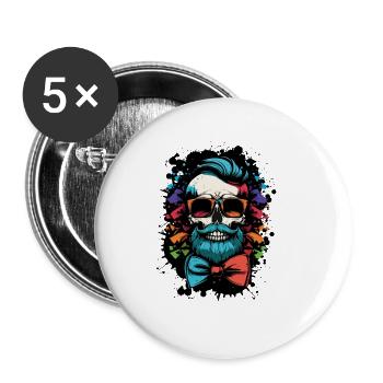 Skeleton Bachelor Groom Bachelor Bachelor Party - Lot de 5 grands badges (56 mm) - blanc - Devant