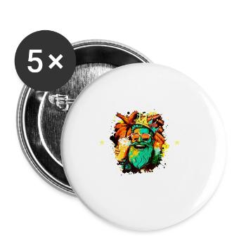 Malle Party Crew König - Buttons groß 56 mm (5er Pack) - Weiß - Vorne