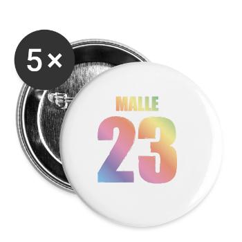 Malle 23 Mallorca 2023 - Buttons groß 56 mm (5er Pack) - Weiß - Vorne