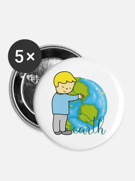 Erde Frieden - Buttons groß 56 mm (5er Pack) - Weiß