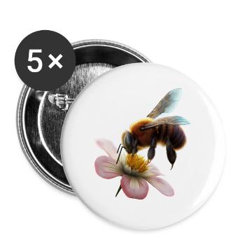 Bee on flower - Buttons large 2.2''/56 mm (5-pack) - white - Front