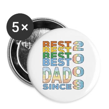 Meilleur papa au monde depuis 2009 Fête des pères Anniversaire - Lot de 5 grands badges (56 mm) - blanc - Devant