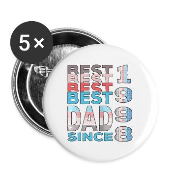 Bester Papa der Welt seit 1998 Vatertag - Buttons groß 56 mm (5er Pack) - Weiß - Vorne