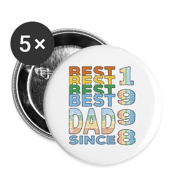 Bester Papa der Welt seit 1998 Vatertag - Buttons groß 56 mm (5er Pack) - Weiß - Vorne