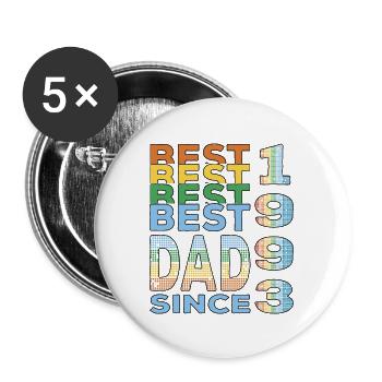 Bester Papa der Welt seit 1993 Vatertag - Buttons groß 56 mm (5er Pack) - Weiß - Vorne