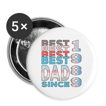 Bester Papa der Welt seit 1989 Vatertag - Buttons groß 56 mm (5er Pack) - Weiß - Vorne