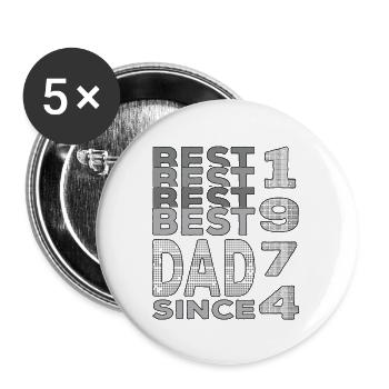 Meilleur papa du monde depuis 1974 anniversaire de la fête des pères - Lot de 5 grands badges (56 mm) - blanc - Devant
