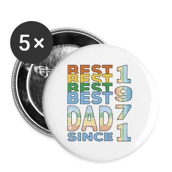 Meilleur père du monde depuis 1971 Fête des pères Anniversaire - Lot de 5 grands badges (56 mm) - blanc - Devant