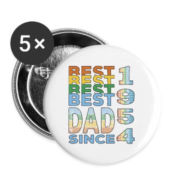 Best dad in the world since 1954 Father's Day - Buttons large 2.2''/56 mm (5-pack) - white - Front