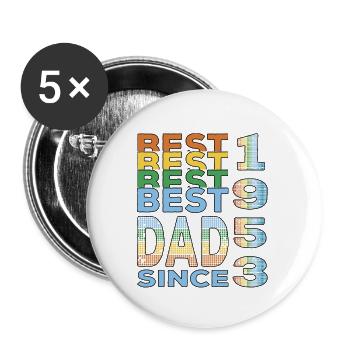 Bester Papa der Welt seit 1953 Vatertag - Buttons groß 56 mm (5er Pack) - Weiß - Vorne