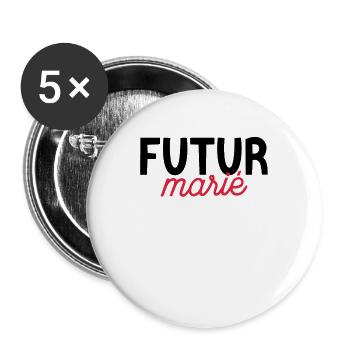 Je suis le futur marié humour cadeau futur marié - Lot de 5 grands badges (56 mm) - blanc - Devant