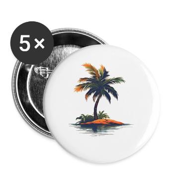 Insel mit Palme - Buttons groß 56 mm (5er Pack) - Weiß - Vorne