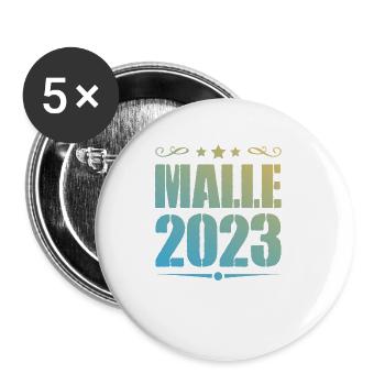 Malle 2023 - Lot de 5 grands badges (56 mm) - blanc - Devant