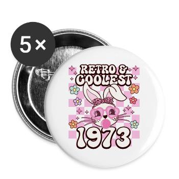 Rétro Cool Fille Née En 1973 50 Ans Anniversaire - Lot de 5 grands badges (56 mm) - blanc - Devant